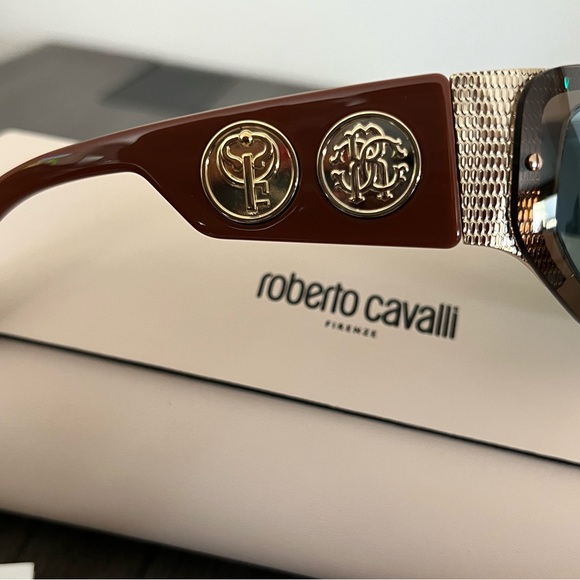 Roberto Cavalli RC1135 32X Brown & Gold Shield Sunglasses Frame - Picture 4 of 7
